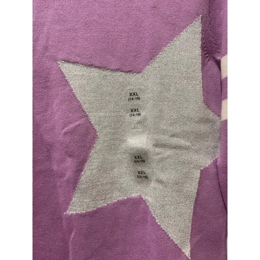 NWT❤️Gap Kids Relaxed purple star Cable-Knit Sweater szXXL(14-16)